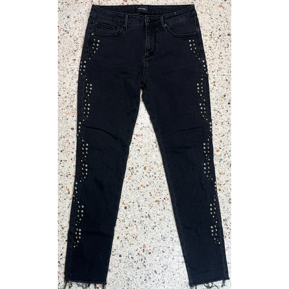 Driftwood Jackie Women's 5 Pocket Studded Denim Black Jeans Size 28